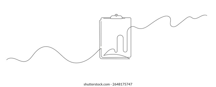 Continuous one line drawing of a checklist icon. Hand-drawn vector illustration of a simple checklist symbol for to-do lists, tasks, planning, and productivity designs.