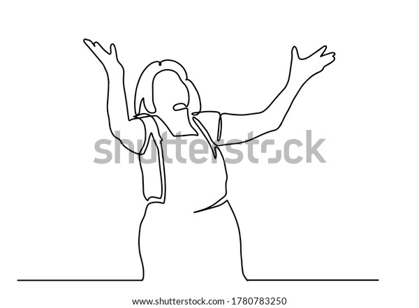 Continuous One Line Drawing Cheering Old Stock Vector (Royalty Free ...