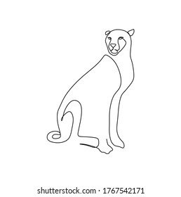 continuous one line drawing of a cheetah sittingVector illustration