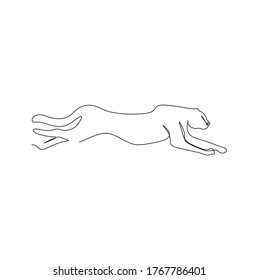 continuous one line drawing of a cheetah hunting the pray. Vector illustration