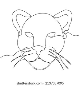Continuous one line drawing of a cheetah's face. Vector illustration...