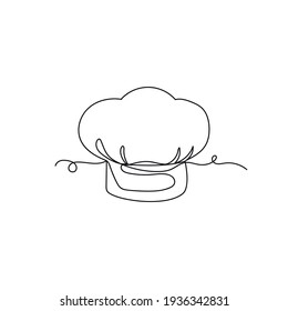 Continuous One Line Drawing Of Chef Hat. Minimal Style. Perfect For Cards, Party Invitations, Posters, Stickers, Clothing.