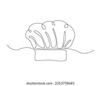 Continuous one line drawing of chef hat. Cook hat outline vector illustration. Editable stroke. 