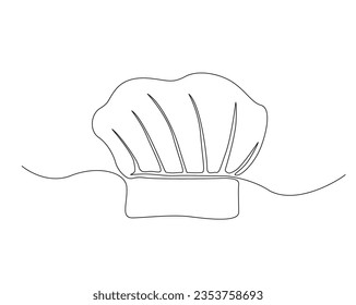 Continuous one line drawing of chef hat. Cook hat outline vector illustration. Editable stroke. 