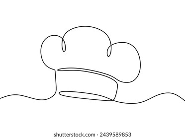 Continuous one line drawing of Chef hat. Cooking equipment vector,