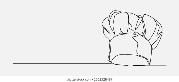 Continuous one line drawing of chef hat. Restaurant, cook, costume concept. Editable stroke vector.