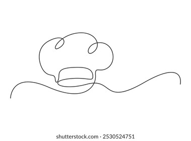 Continuous one line drawing of Chef hat. Isolated on white background vector illustration