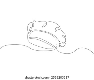 Continuous one line drawing of chef hat or cap. One line drawing illustration of hat chef. Chef uniform concept single line. Editable outline