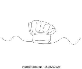 Continuous one line drawing of chef hat or cap. One line drawing illustration of hat chef. Chef uniform concept single line. Editable outline