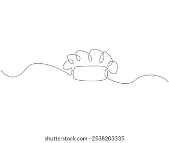 Continuous one line drawing of chef hat or cap. One line drawing illustration of hat chef. Chef uniform concept single line. Editable outline