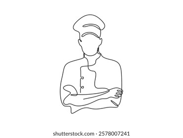 Continuous one line drawing of chef cooking cooks a gourmet concept vector illustration