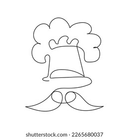 Continuous one line drawing of chef's hat. Cafe and restaurant logo concept. Simple vector illustration