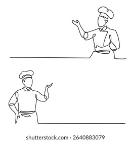 Continuous One Line Drawing Chefs
