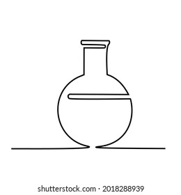 Continuous one line drawing chemistry liquid bottle
