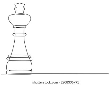 Continuous one line drawing of chess piece king. Vector illustration
