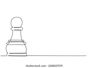 Continuous one line drawing of chess piece pawn. Vector illustration