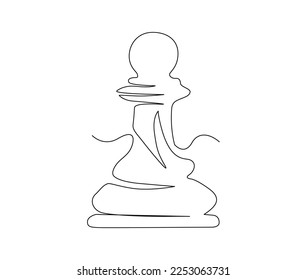 Continuous one line drawing of chess pawn. Simple pawn line art vector illustration.