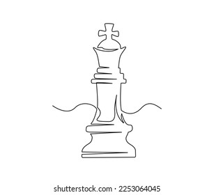 Continuous one line drawing of chess king Simple koning line art vector illustration.