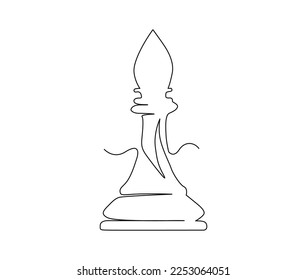 Continuous one line drawing of chess bishop. Simple loper or bishop line art vector illustration.