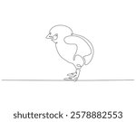 Continuous one line drawing of chick. One line drawing illustration of baby chicken. Farm animal, poultry concept single line. Editable outline