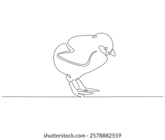 Continuous one line drawing of chick. One line drawing illustration of baby chicken. Farm animal, poultry concept single line. Editable outline