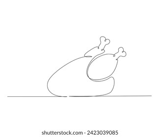 Continuous one line drawing of chicken carcass. turkey single outline vector illustration. Editable stroke.