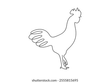 Continuous one line drawing of chicken. Farming and poultry concepts vector illustration
