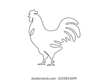 Continuous one line drawing of chicken. Farming and poultry concepts vector illustration