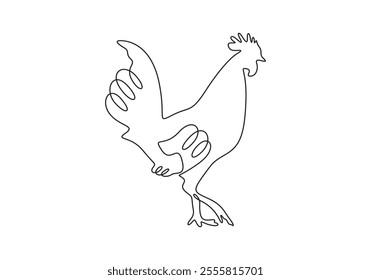 Continuous one line drawing of chicken. Farming and poultry concepts vector illustration