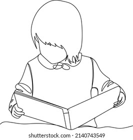 dibujo continuo de una línea de ilustración de vector minimalista del libro de lectura secundario. De vuelta al tema escolar.
