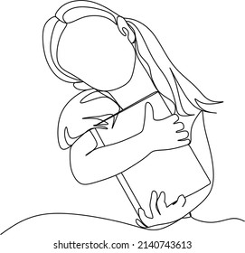 continuous one line drawing of child read book minimalist vector illustration. Back to school theme.
