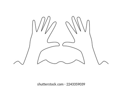 Continuous one line drawing children's hands. Children's hands. Kids body parts anatomy concept. Single line draw design vector graphic illustration.