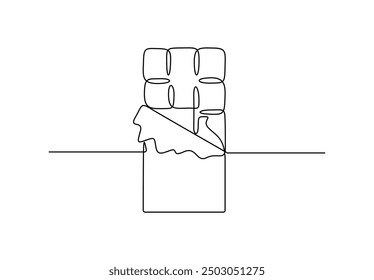 Dibujo continuo de una línea de barra de chocolate. Aislado sobre fondo blanco Ilustración vectorial