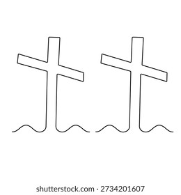 Dibujo continuo de una línea de la cruz cristiana Viernes Santo Ilustración vectorial