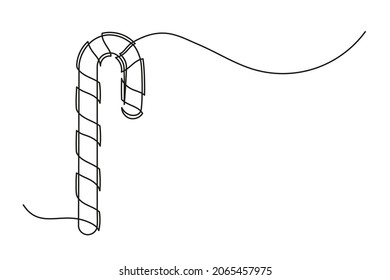 Dibujo continuo de una línea de caramelos de Navidad. Caña de caramelos de Navidad aislada en un fondo blanco. Ilustración del vector
