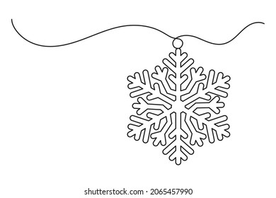 Dibujo continuo de una línea del copo de nieve de Navidad. El copo de nieve de Navidad aislado en el fondo blanco. Ilustración del vector