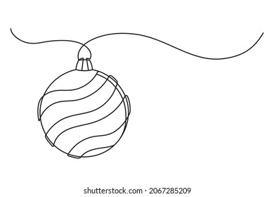 Dibujo continuo de una línea de la bola de Navidad. Balón de Navidad aislado en el fondo blanco. Ilustración del vector