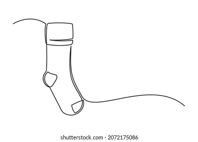 Continuous one line drawing Christmas sock  Christmas sock isolated white background  Vector illustration
