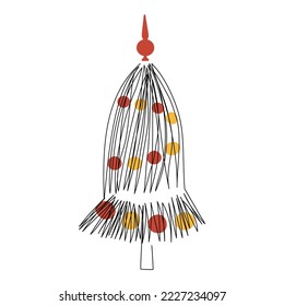 Continuous one line drawing of Christmas tree. Editable stroke. Modern style vector illustration on isolated background.