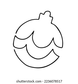 Continuous one line drawing of Christmas tree toy ball. Vector ESP