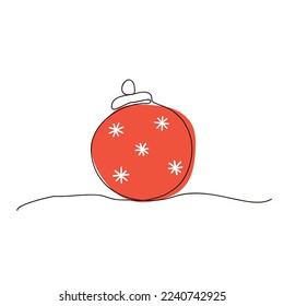 Continuous one line drawing of Christmas ball.
