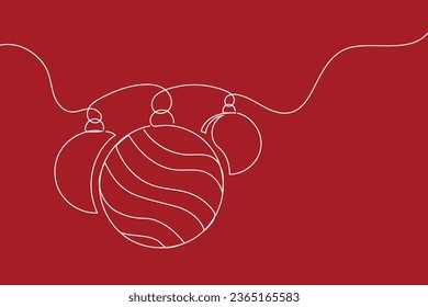 Continuous one line drawing of a Christmas decoration baubles ball in silhouette on a white background. Linear stylized.