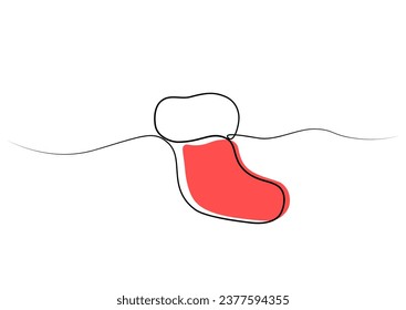 continuous one line drawing of a Christmas stocking. vector illustration