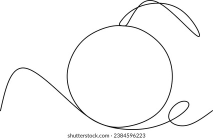 Continuous one line drawing of a Christmas decoration of baubles in silhouette on a white background. Linear stylized.New Year's toy