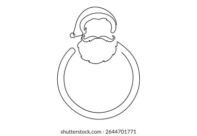 Continuous one line drawing of Christmas Santa Claus hat, Santa Claus hat, single line art element, Minimalist One Line Santa Claus Drawing – Christmas.