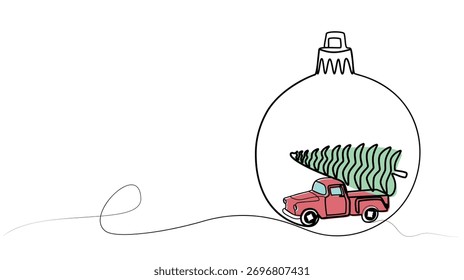 Continuous one line drawing of a Christmas ball. Christmas and New Year in one line.