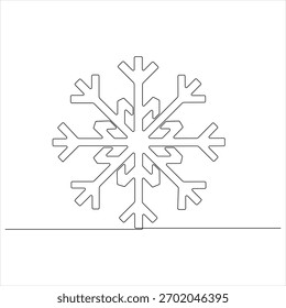 Kontinuierliche einzeilige Zeichnung von Weihnachten Schneeflocke Winter Schnee und kalten Symbol in einfachen linearen Umriss Stil Illustration