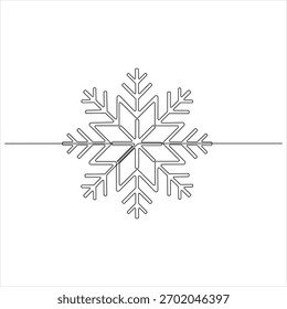 Kontinuierliche einzeilige Zeichnung von Weihnachten Schneeflocke Winter Schnee und kalten Symbol in einfachen linearen Umriss Stil Illustration