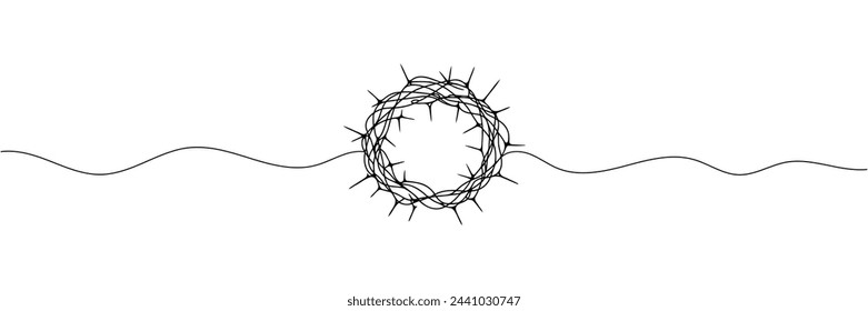 Continuous one line drawing of Christ's crown of thorns