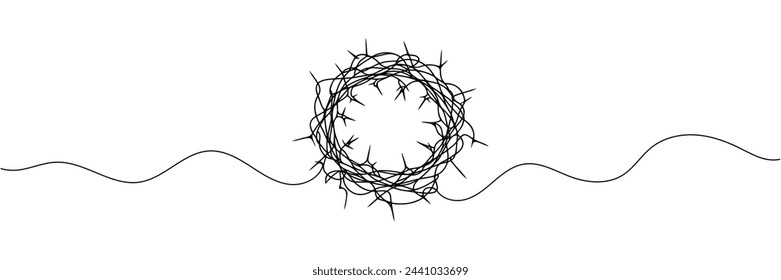 Continuous one line drawing of Christ's crown of thorns.